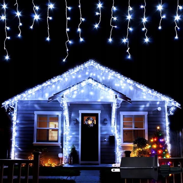 LAMPKI SOPLE 500 LED KURTYNA 13,2M ZEWNĘTRZNE WEWNĘTRZNE zimny biały