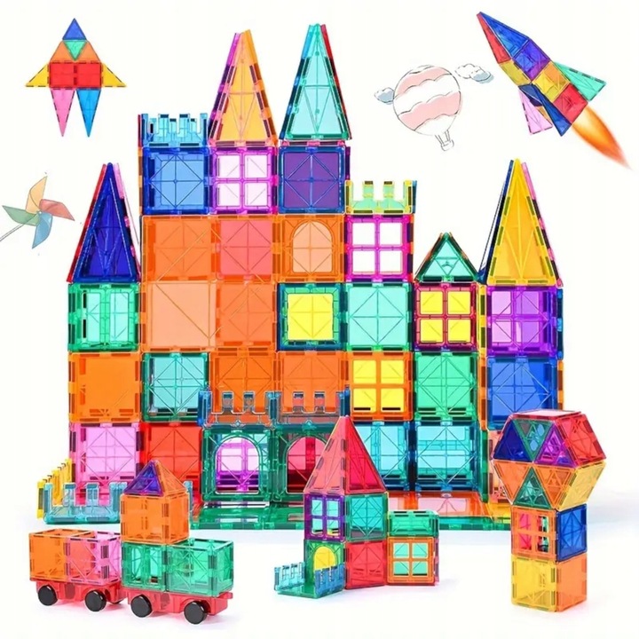KLOCKI MAGNETYCZNE 3D konstrukcyjne DUŻE EL. Zestaw 45 el. Magnetic Tiles