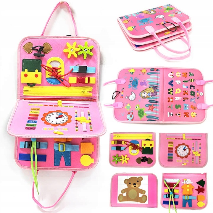 Tablica manipulacyjna SENSORYCZNA edukacyjna kreatywna dla dzieci ZEGAR