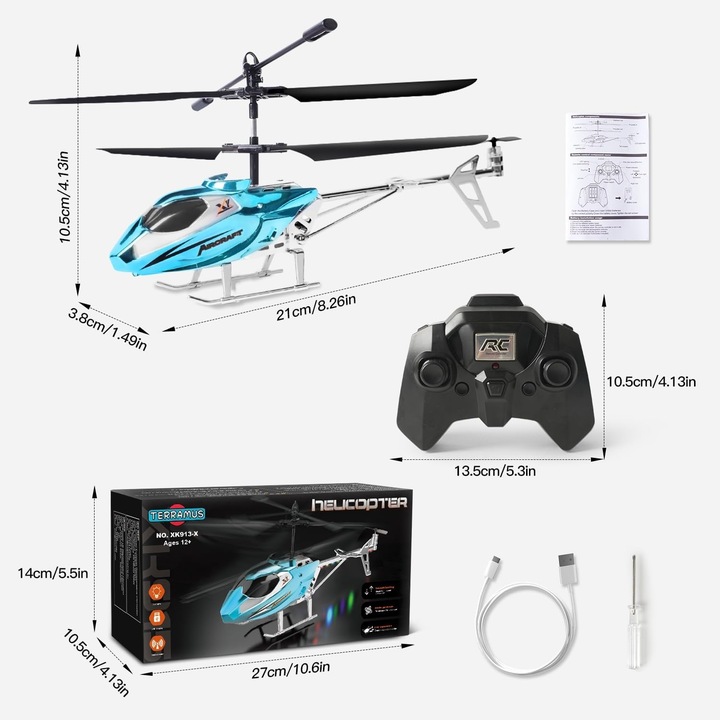 Helikopter Na Radio Z Ładowarką Zdalnie Sterowany Ładowanie Usb + Pilot