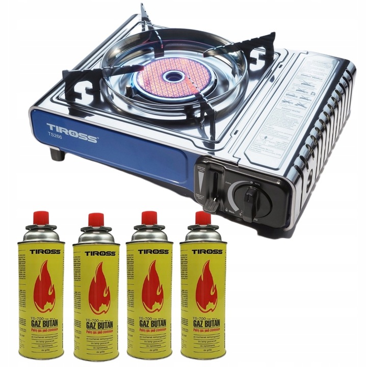 Kuchenka turystyczna gazowa Tiross TS-266 + 4 gazy