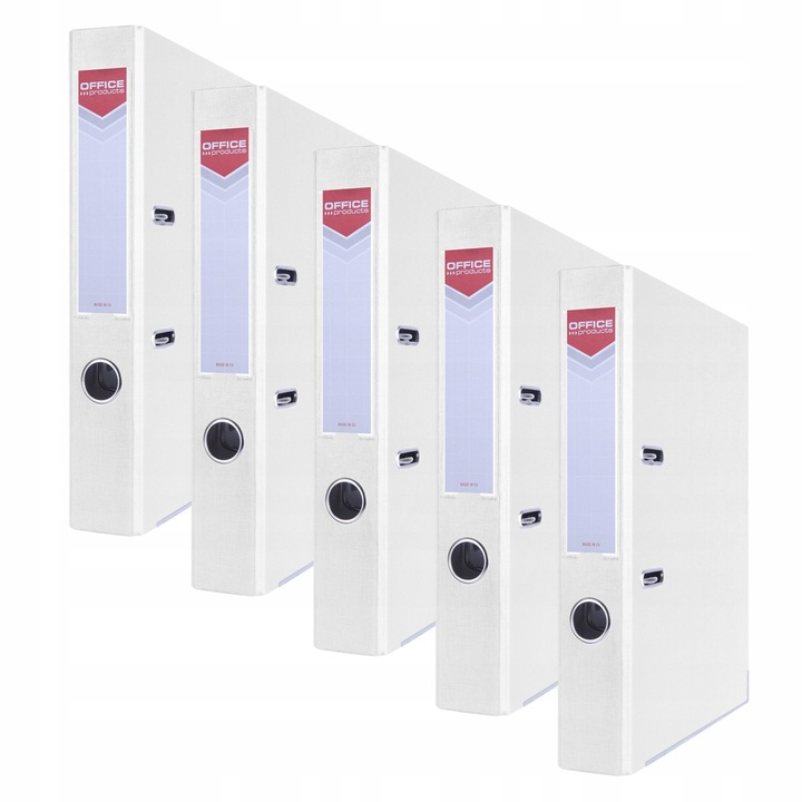 Segregator OFFICE PRODUCTS Officer z szyną, PP, A4/55mm, biały - 5szt