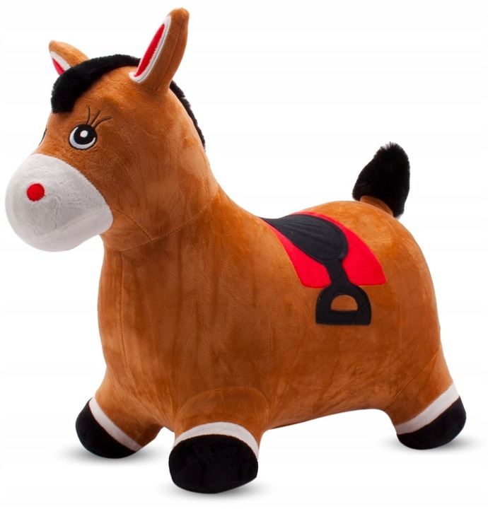 Skoczek pluszowy dla dzieci do skakania Konik brązowy z pompką