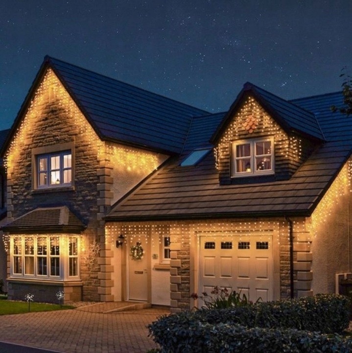 GIRLANDA SOPLE 200 LED 8M STAŁE BIAŁE CIEPŁE EFEKT FLASH FLESZ ZEWNĘTRZNE