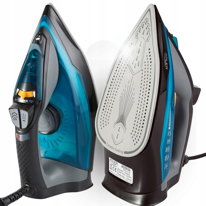 ŻELAZKO PAROWE 3000W STRAŻAK ANTI-CALC ANTI-DRIP ZE STOPKĄ CERAMICZNĄ