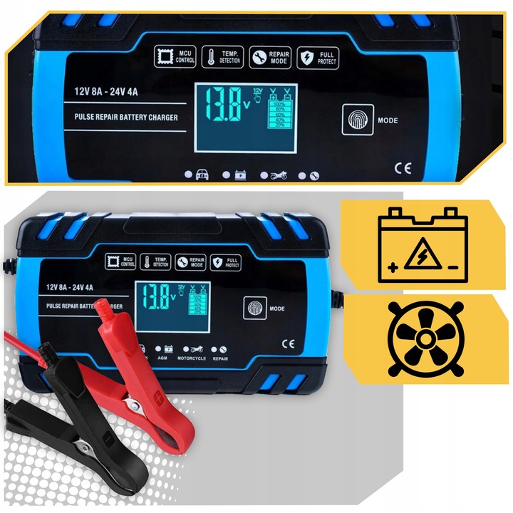 Prostownik AUTOMATYCZNY SAMOCHODOWY FUNKCJA NAPRAWY DO AKUMULATORÓW 12V 24V
