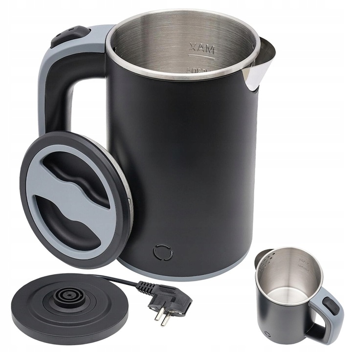 CZAJNIK ELEKTRYCZNY TURYSTYCZNY PODRÓŻNY CICHY MAŁY 600 W 0,8L CZARNY