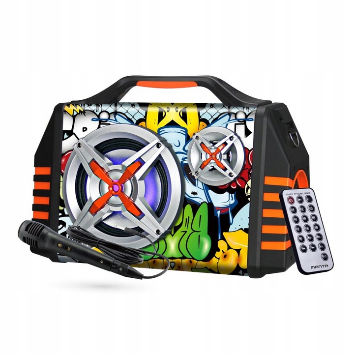 Głośnik Bluetooth Przenośny Karaoke Mikrofon Manta Helios 2 USB, AUX, FM 8h