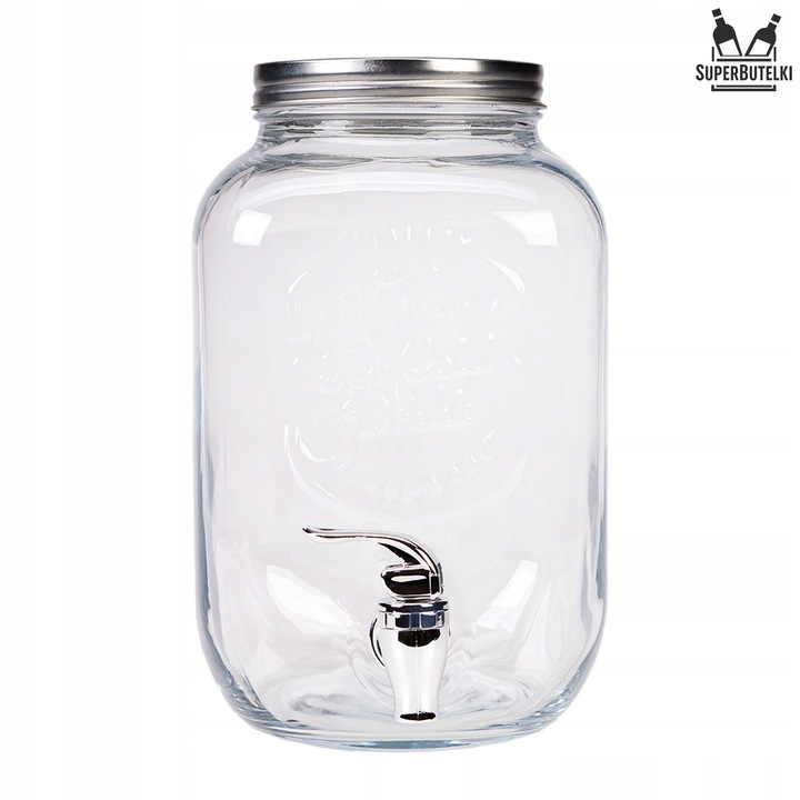 SŁÓJ Z KRANIKIEM 4L SZKLANY SŁOIK NA LEMONIADE NAPOJE WODE DUŻY POJEMNIK