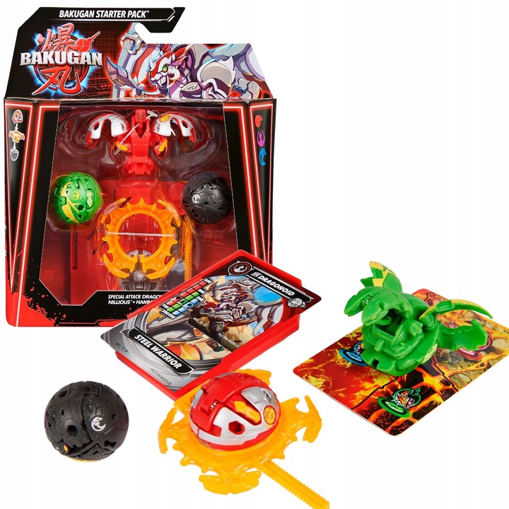 BAKUGAN ZESTAW STARTER PACK GRA STRATEGICZNA ZESTAW STARTOWY 3 FIGURKI