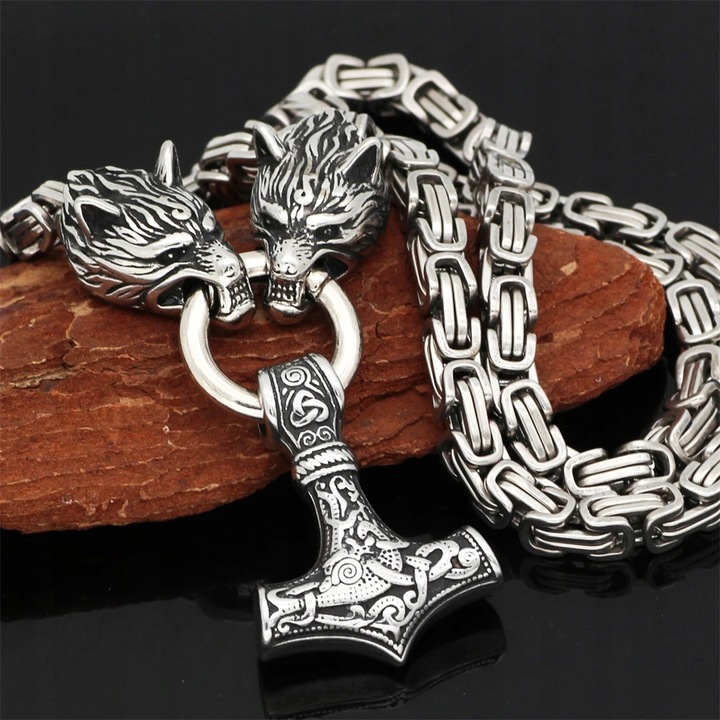 NASZYJNIK MĘSKI THOR MŁOT WIKINGÓW WIEDŹMIN SZKOŁA WILKA STAL CHIRURGICZNA