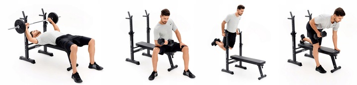 Ławka Treningowa Prosta Składana Ławeczka + Stojaki Regulowane 2w1 - Zipro