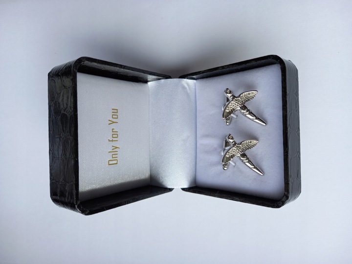 Spinki do mankietów EXC Ptak Bażant Przepiórka dla Myśliwego w Szkatułce