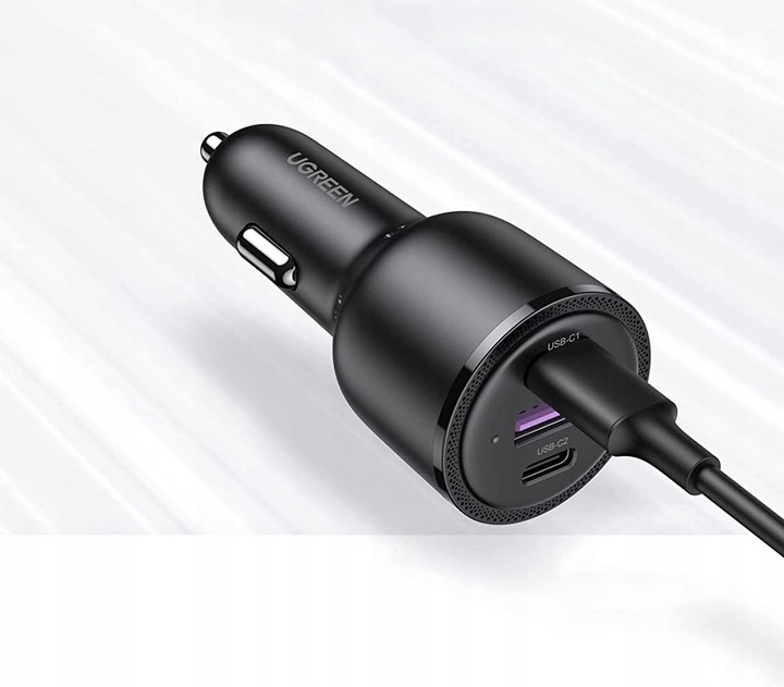 UGREEN ŁADOWARKA SAMOCHODOWA 2X USB TYP C / 1X USB 5A PD QC 69W