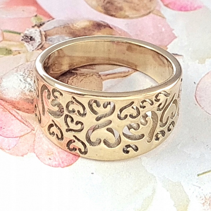 1766 Pierścionek 17,30mm złoty stal chirurgiczna