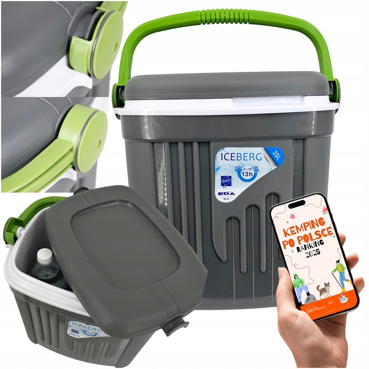 LODÓWKA TURYSTYCZNA 20L na WKŁADY MROŻĄCE do AUTA kemping PLAŻY na ryby