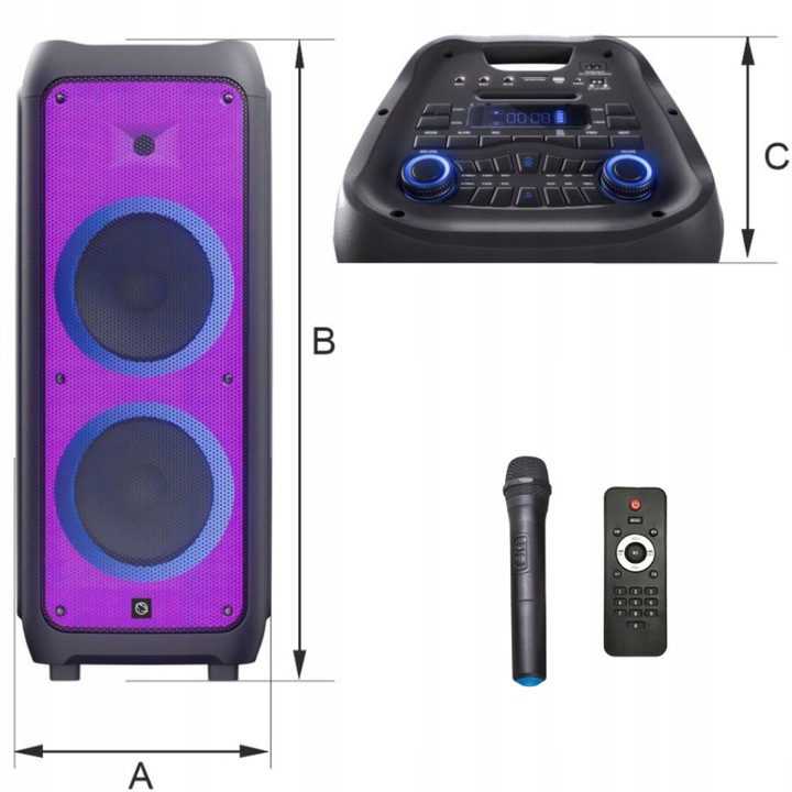 GŁOŚNIK BLUETOOTH KARAOKE MANTA PHANTOM 300W TWS