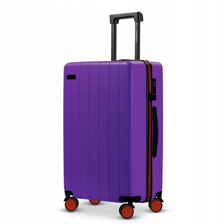 Walizka Średnia, Ciche i Skrętne Kółka 360°, Zamek TSA, ABS, Fioletowy