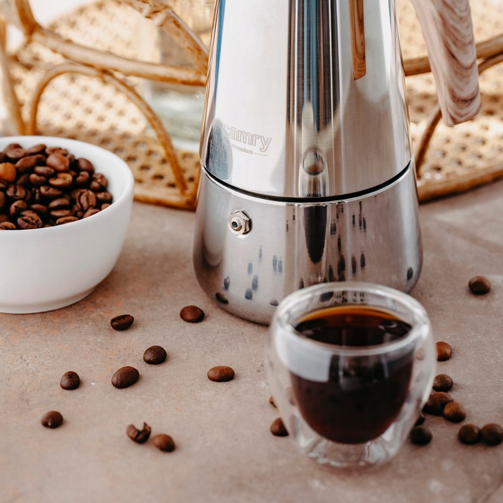 Kawiarka Zaparzacz do kawy 320ml Działa na indukcji, Gaz, Stalowa Camry