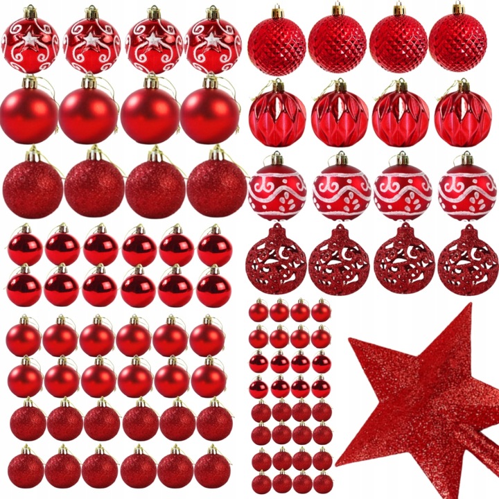 ZESTAW BOMBKI CHOINKOWE PLASTIKOWE CHOINKĘ CZERWONE NIETŁUKĄCE ŚWIĄTECZNE