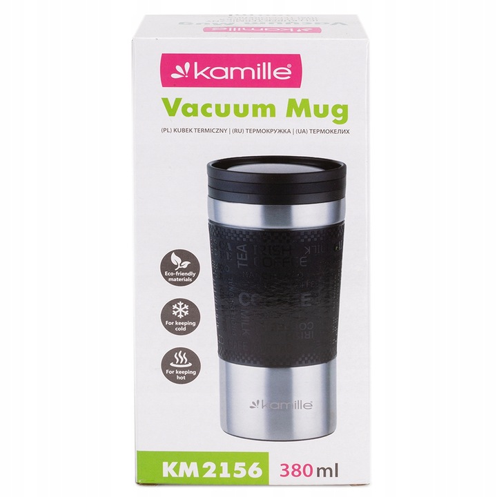 KUBEK TERMICZNY stalowy TERMOS do kawy herbaty szczelny KAMILLE 380ml