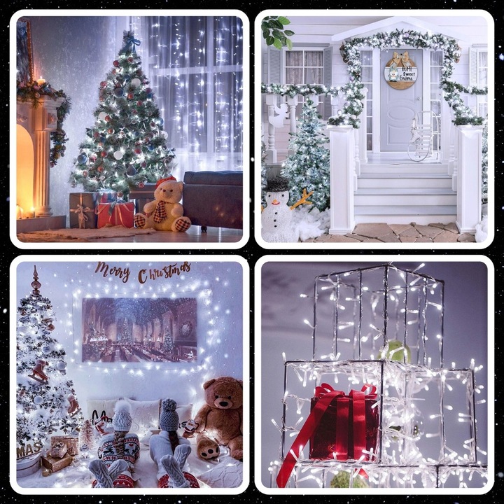 LAMPKI CHOINKOWE ŚWIĄTECZNE 1000LED ZEWNĘTRZNE WEWNĘTRZNE BIAŁE ZIMNE 68M