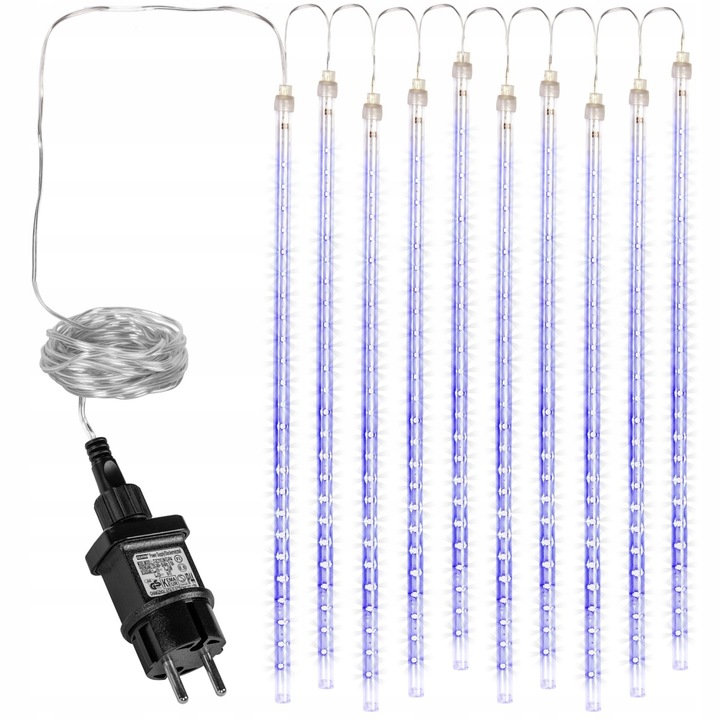 NIEBIESKIE LAMPKI SOPLE PADAJĄCY ŚNIEG 480 LED METEORYT 50 CM