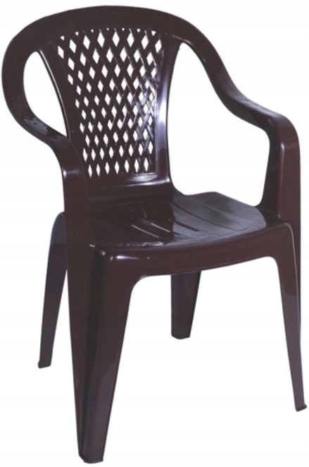 Mocny plastikowy fotel ogrodowy DIAMENT max 110kg taras balkon brązowy