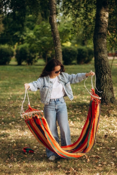 HAMAK OGRODOWY 2 OSOBOWY BRAZYLIJSKI XXL MOCNY HUŚTAWKA PAŁĄK DUŻY + TORBA