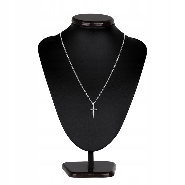 ŁAŃCUSZEK SREBRNY 925 KRZYŻYK D580 KOMUNIA 45CM