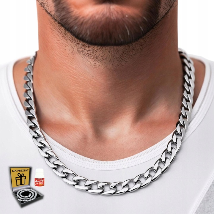 SREBRNY Łańcuszek Męski Naszyjnik Pancerka Dla Mężczyzny Chłopaka GRUBY