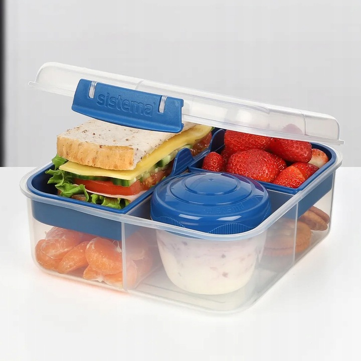 ŚNIADANIÓWKA SISTEMA LUNCHBOX POJEMNIK BOX BENTO 1250 ml Z PRZEGRÓDKAMI SOS