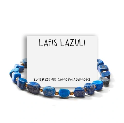 BRANSOLETKA DAMSKA MAKRAMA KAMIEŃ LAPIS LAZULI AMULET SAMOŚWIADOMOŚĆ