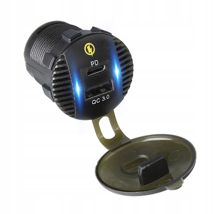 ŁADOWARKA DO SAMOCHÓDU MOTOCYKLA KAMPERA ŁÓDZI LED USB USB-C 3,4A 12V 24V
