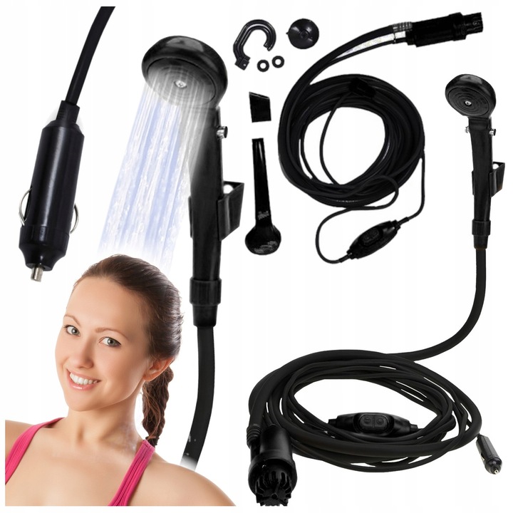 Prysznic TURYSTYCZNY Kempingowy pod Namiot Przenośny Pompka Elektryczna 12V