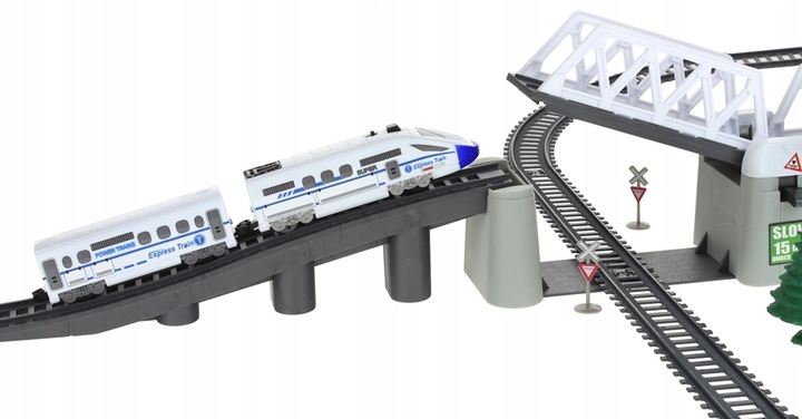 Kolejka Elektryczna Pociąg Ogromny Tor Tunel Podnoszony Most 366cm Wagony