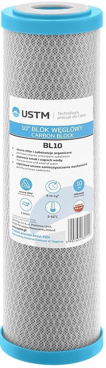 USTM BL10 + PS20 + IR10 ZESTAW WKŁADÓW FILTR WĘGLOWY PIANKOWY ODŻELAZIAJĄCY