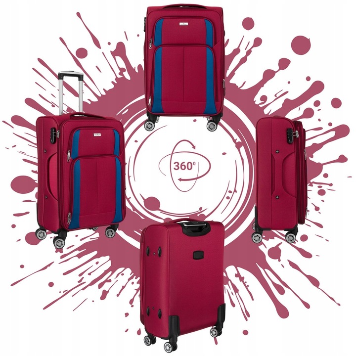 Duża walizka z wytrzymałej tkaniny poliestrowej w czerwono-niebieskim kolor