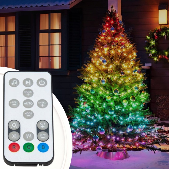 LAMPKI CHOINKOWE 100LED MULTIKOLOR ŚWIĄTECZNE SMART WIFI PILOT 10M