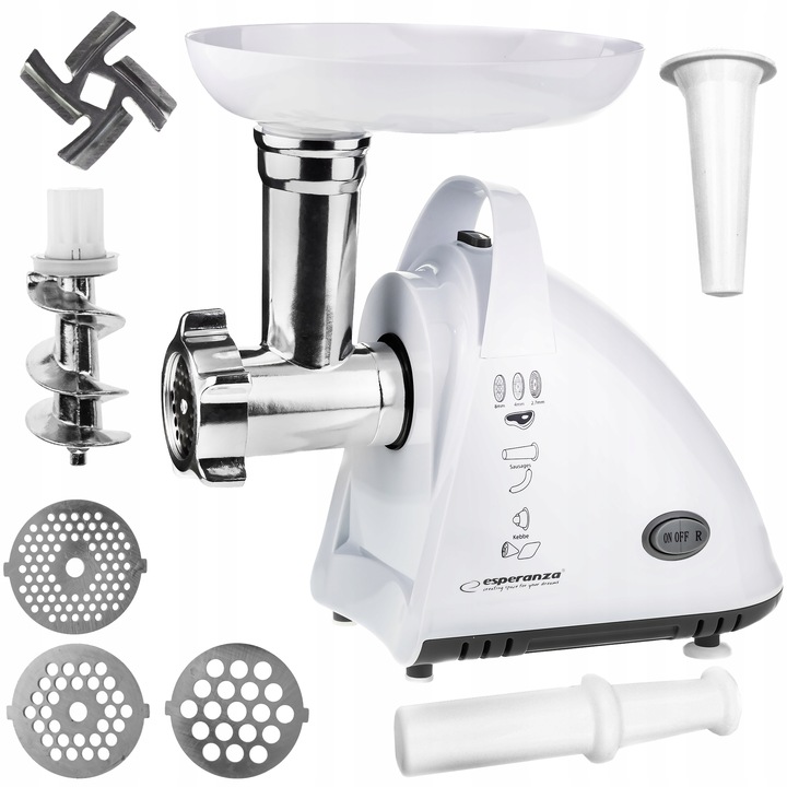 ELEKTRYCZNA MASZYNKA DO MIELENIA MIĘSA MOCNA 2000W 3 SITA DYSZA DO KIEŁBASY