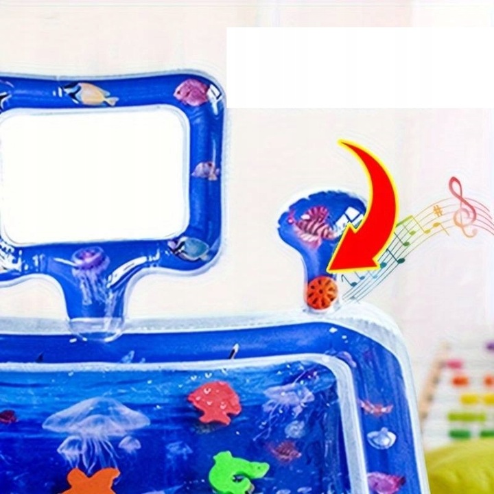 Dmuchana Mata Wodna Sensoryczna Dla Niemowląt Dzwieki Lustro Mata XXL 65cm