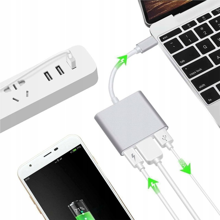Adapter Przejściówka HUB 3w1 MHL HUB USB C HDMI 4K do MacBook Samsung