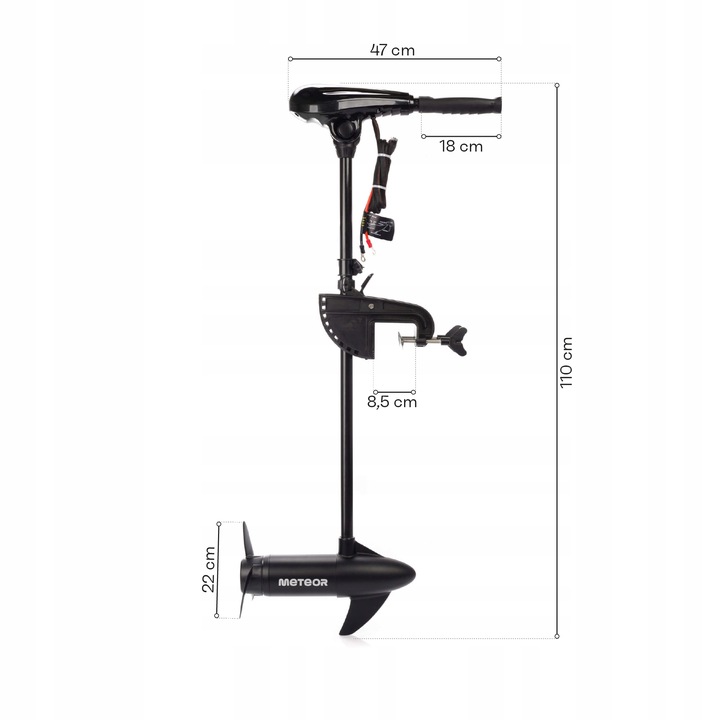 Silnik elektryczny zaburtowy do łodzi pontonu akumulator ład Meteor 68 lbs