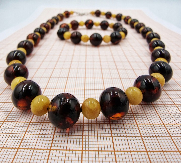 KOMPLET KORALE + BRANSOLETKA BURSZTYN BAŁTYCKI NASZYJNIK NA PREZENT NATURAL