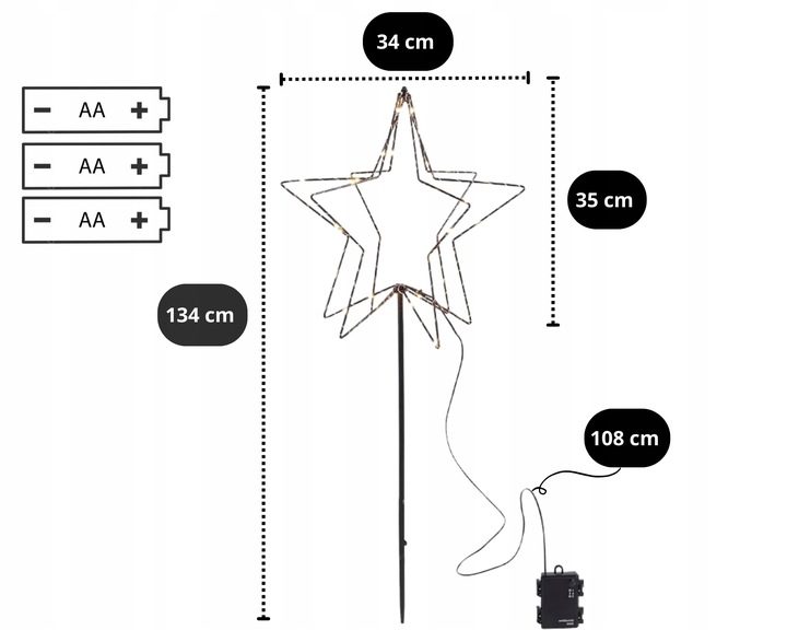 Figura świetlna GWIAZDA 3D Led do ogrodu