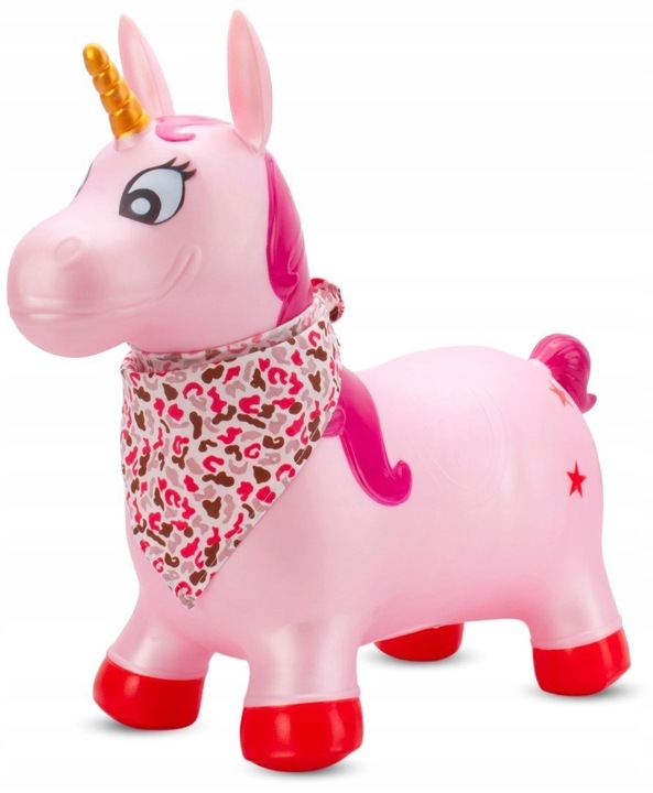 Skoczek gumowy dla dzieci JEDNOROŻEC 60 cm różowy perłowy z bandaną do skak