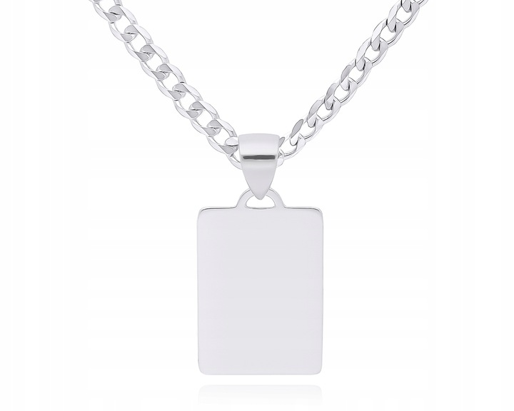 Zawieszka Srebrna Męska Blaszka Gładka z Grawerem Nieśmiertelnik pr.925