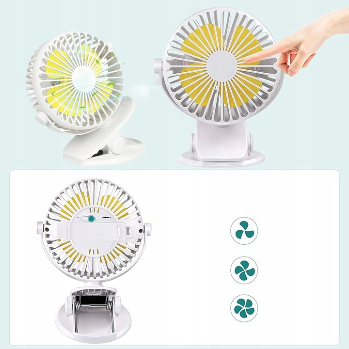 WENTYLATOR DO WÓZKA Z KLIPSEM USB WENTYLATOR DO ŁADOWANIA, WENTYLATOR