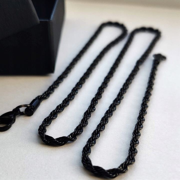Piękny stalowy łańcuszek męski, 60cm CZARNY, idealny prezent Versatile