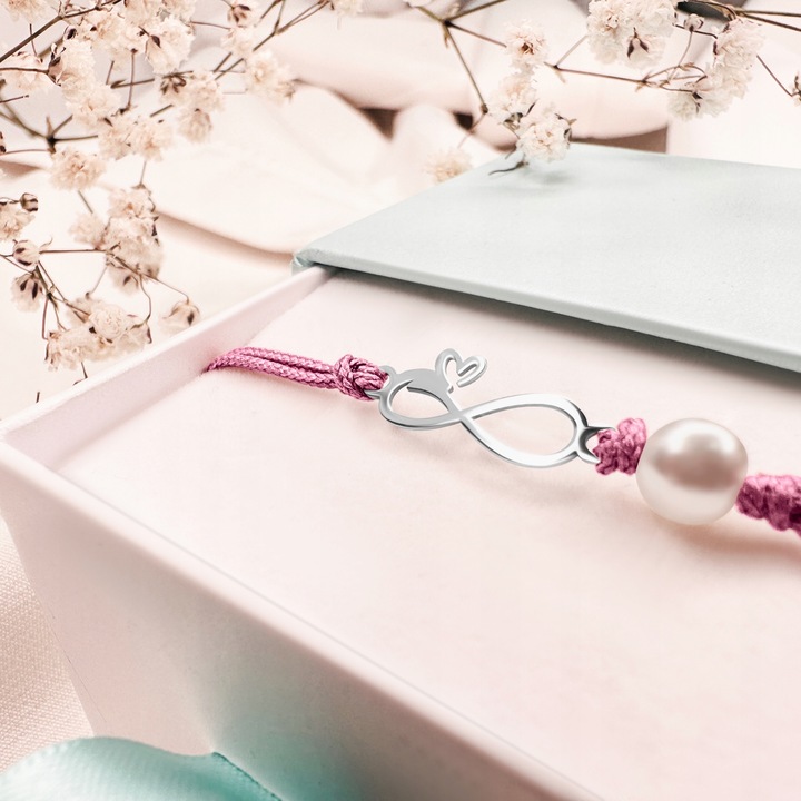 Bransoletki dla dziewczynek srebrna nieskończoność bransoletka na sznurku